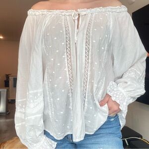 LoveShackFancy White Long Sleeve Top